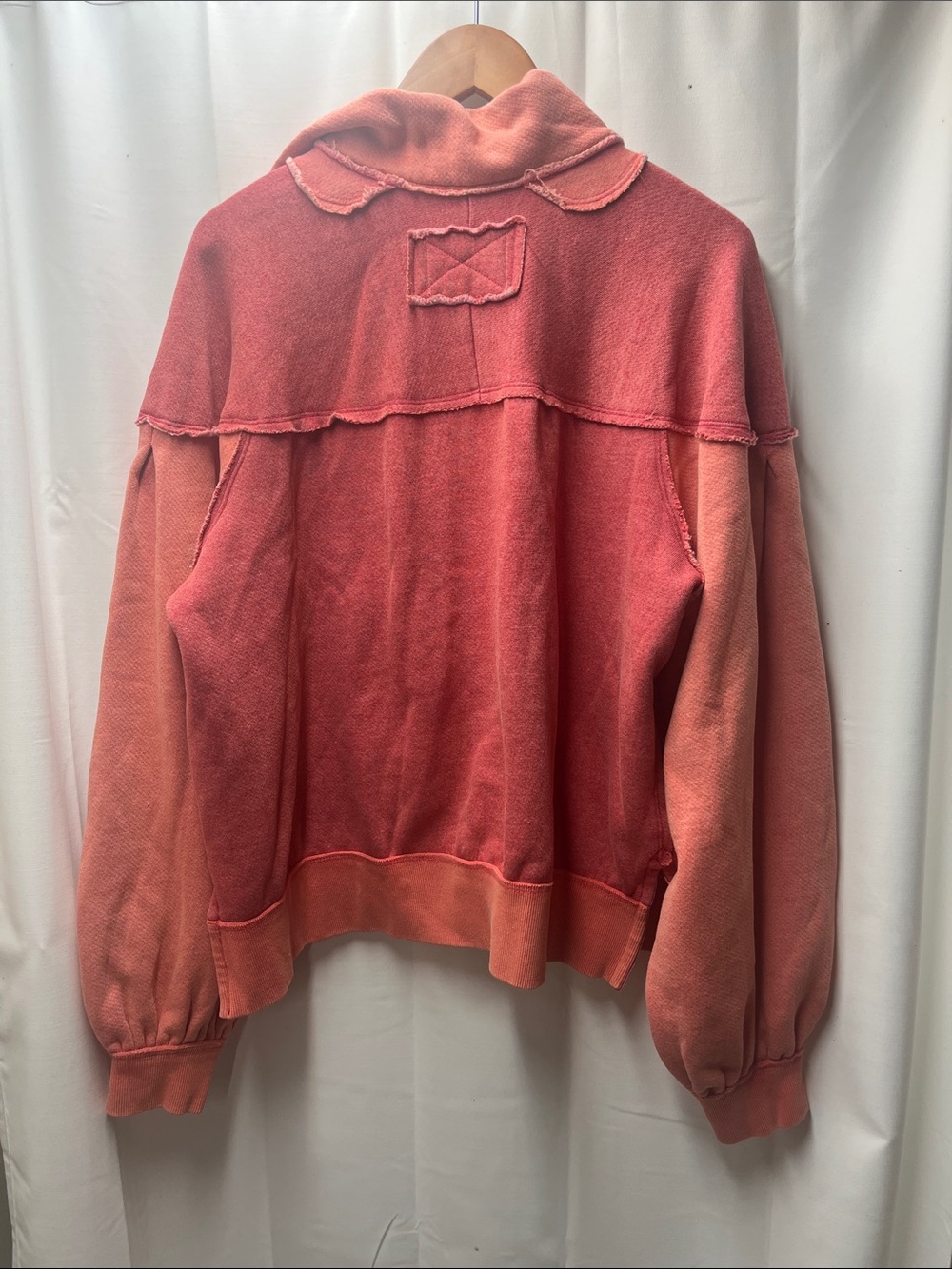 We The Free Pink Colorblock Kassey Quarter Zip Oversize Pullover Sweater- L - Picture 8 of 8